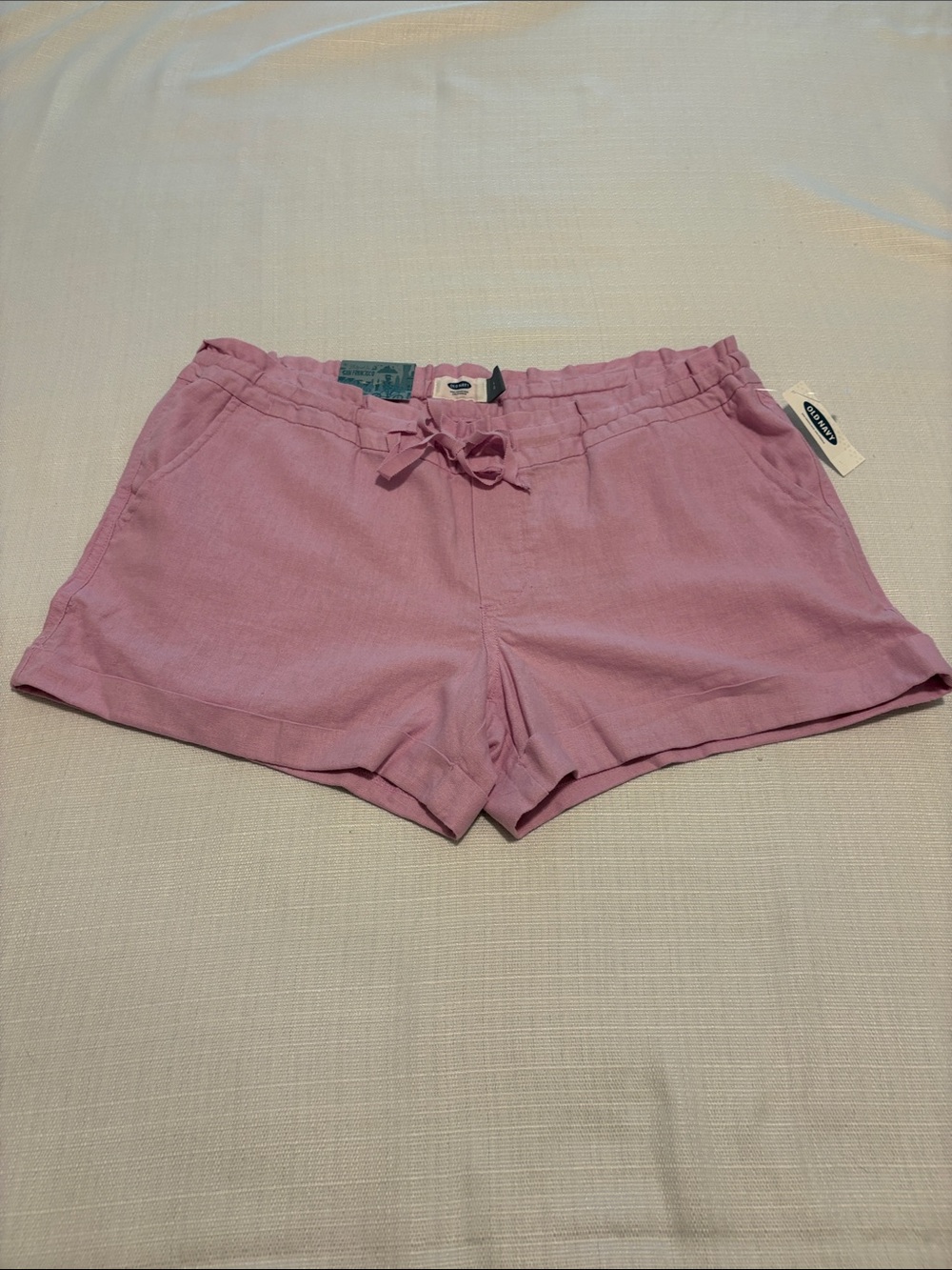 Old Navy Pink Drawstring Linen-Blend Shorts